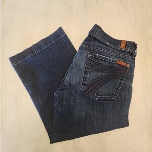 7 For All Mankind Women's Denim Dojo Cropped Wide Leg Jean SZ 28 Low Rise